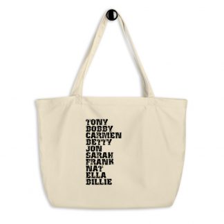 Influential Jazz Vocalists List Large Organic Tote Bag (dark design)