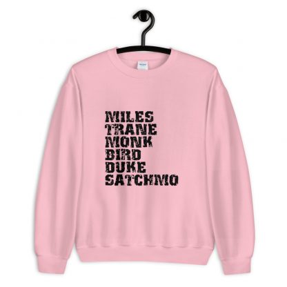 Influential Jazz Icons List Unisex Sweatshirt (dark design) - Image 4