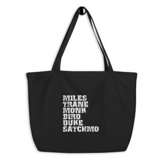 Influential Jazz Icons List Large Organic Tote Bag (light design)