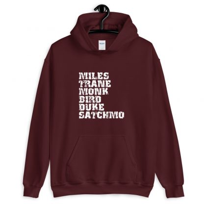Influential Jazz Icons List Unisex Hoodie (light design) - Image 5