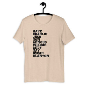 Influential Jazz Bassists List Short-Sleeve Unisex T-Shirt (dark design)